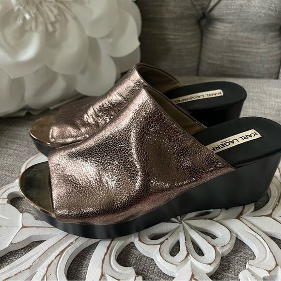 Karl Lagerfeld Lyric Slip on Wedge Heels Sandals Shoes Women’s 8 - Picture 7 of 11